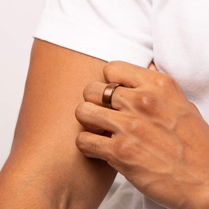 Brushed and Polished Coffee Plated Tungsten Ring