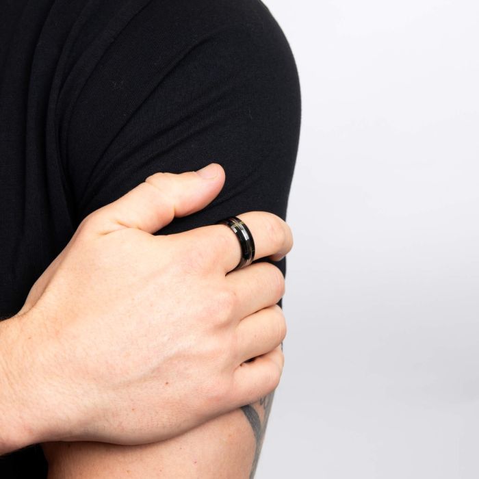 Tungsten Ring with IP Black Plating