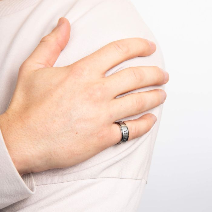 Roman Numerals Stainless Steel Spinner Ring