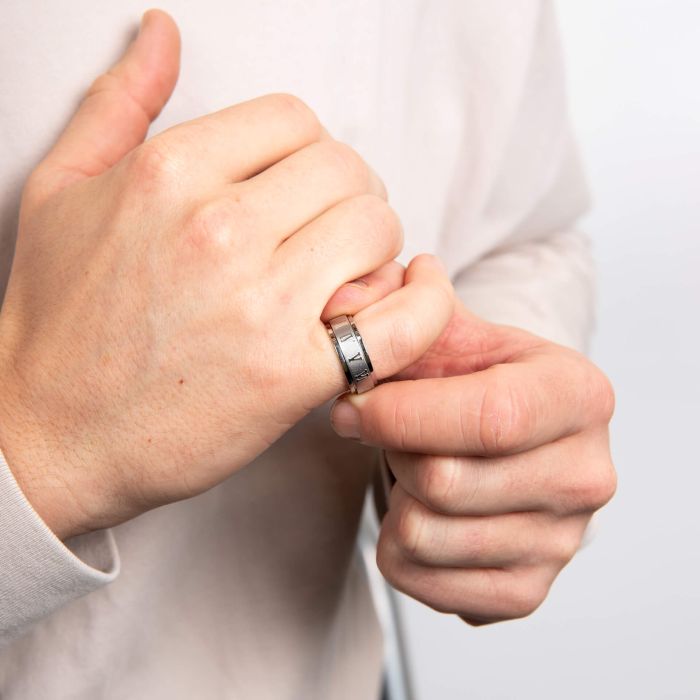 Roman Numerals Stainless Steel Spinner Ring
