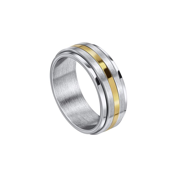 Gold Stripe Stainless Steel Spinner Ring