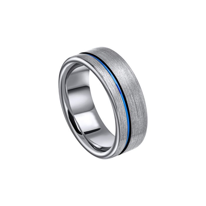Blue Inlay Tungsten Ring