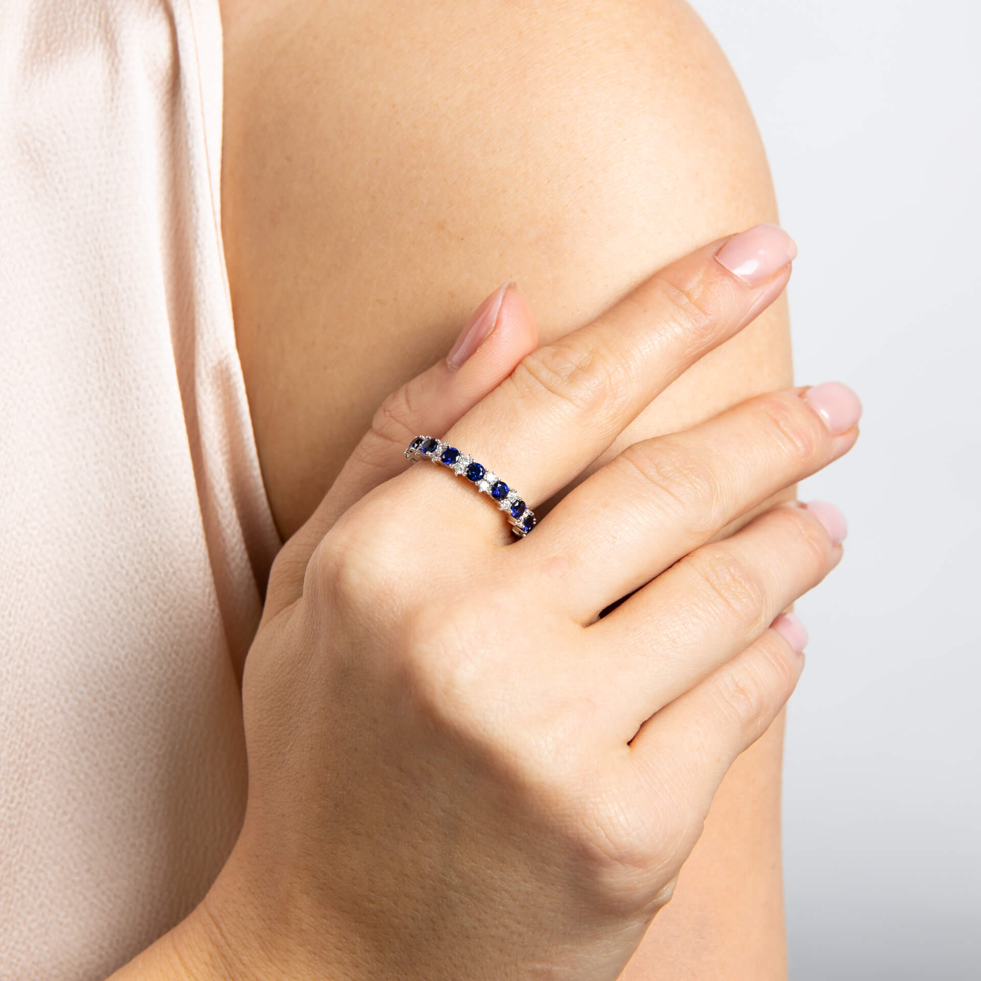 Two Tone Zirconia 3/4 Eternity Ring