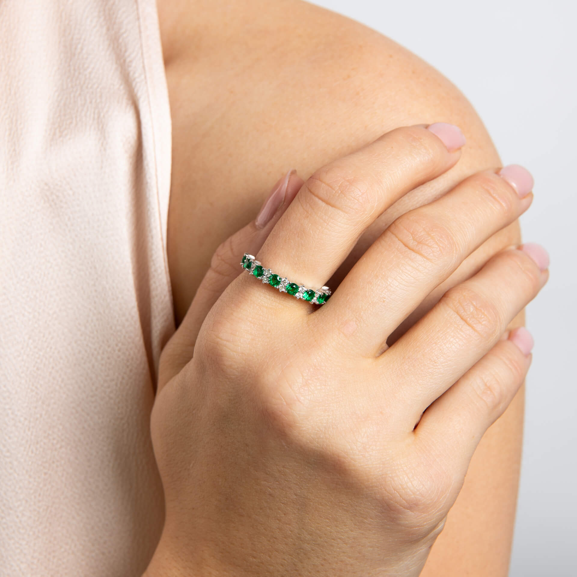 Two Tone Zirconia 3/4 Eternity Ring