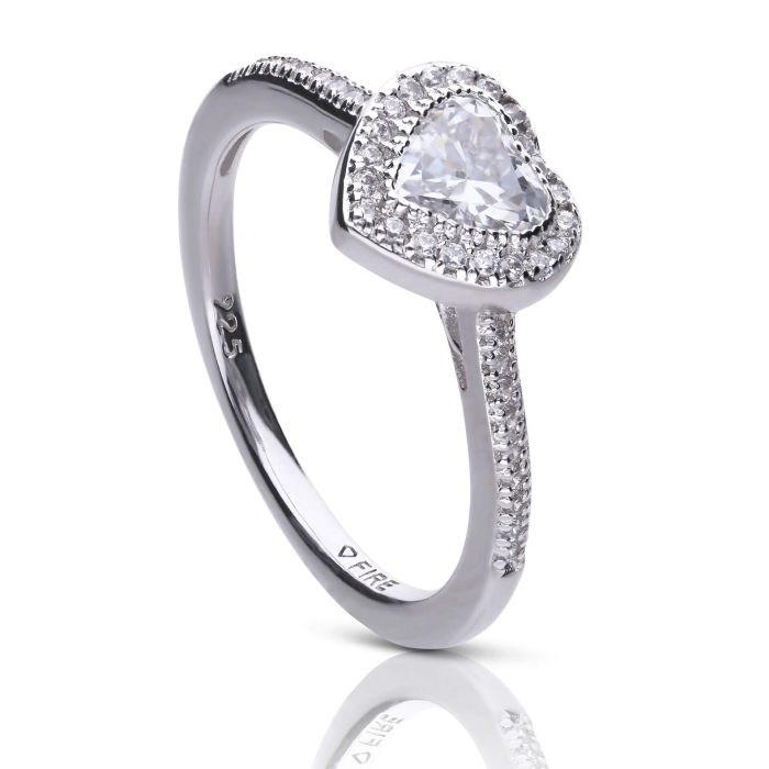 Pave Set Zirconia Heart Ring