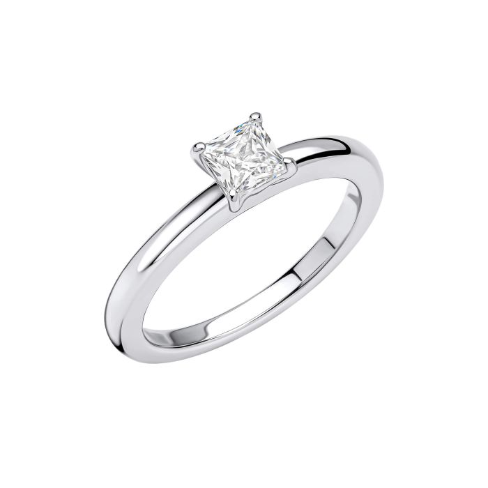 Four Claw Square Solitaire Ring