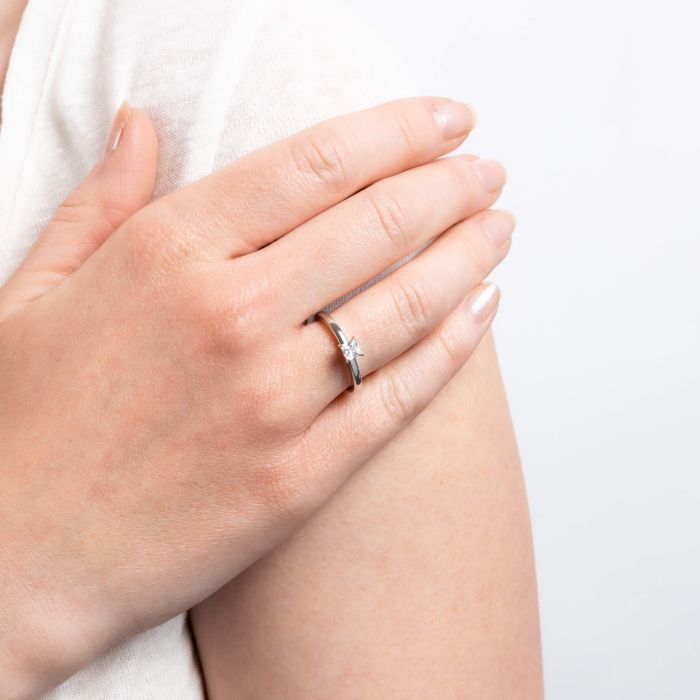 Four Claw Square Solitaire Ring