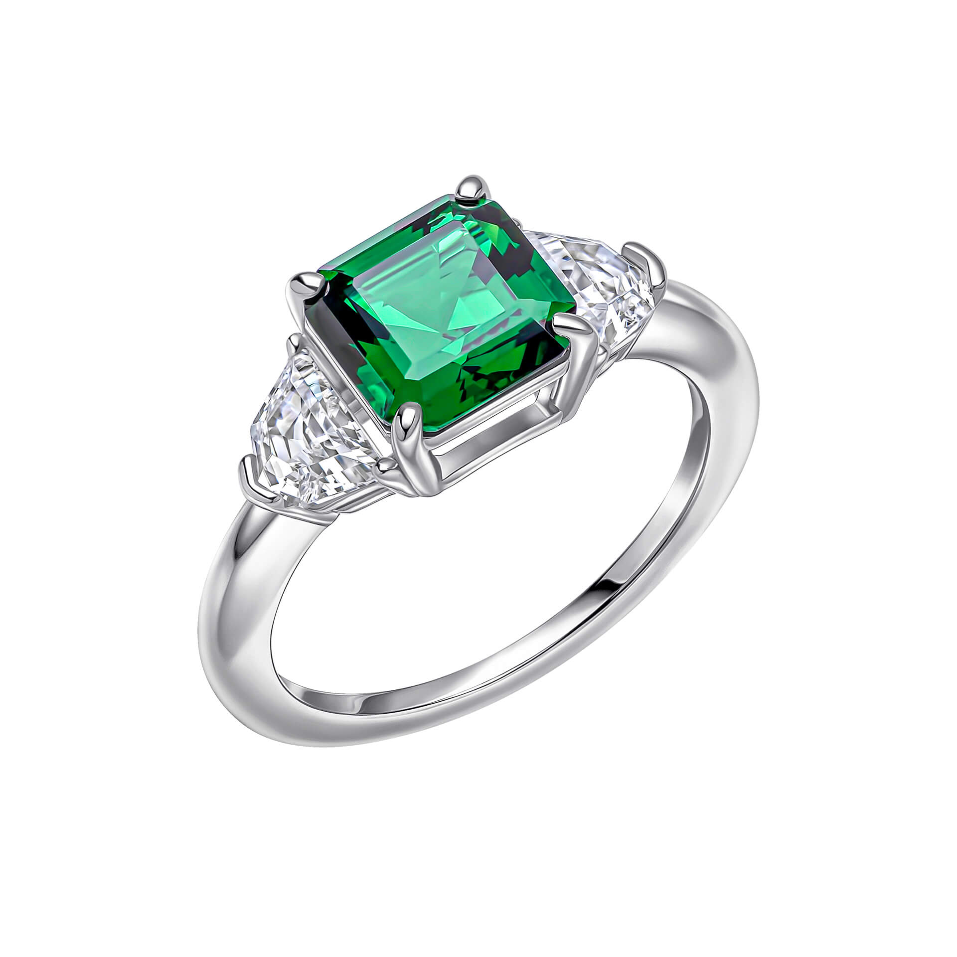 Square Cut Trilogy Ring