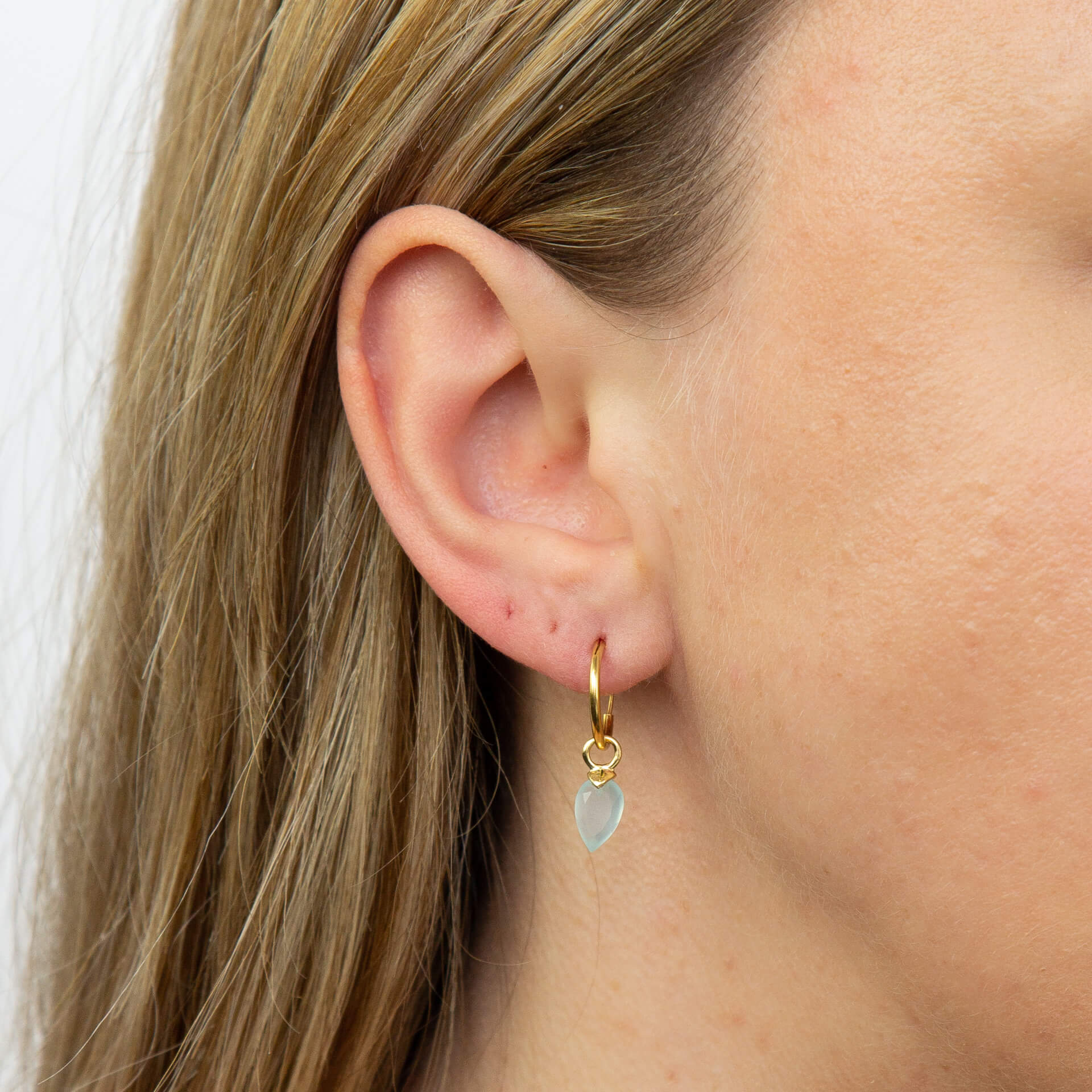 Chalcedony Birthstone Hoop Earring Charms