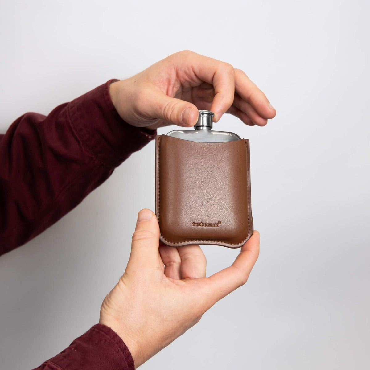 Hip Flask with Leather Sleeve