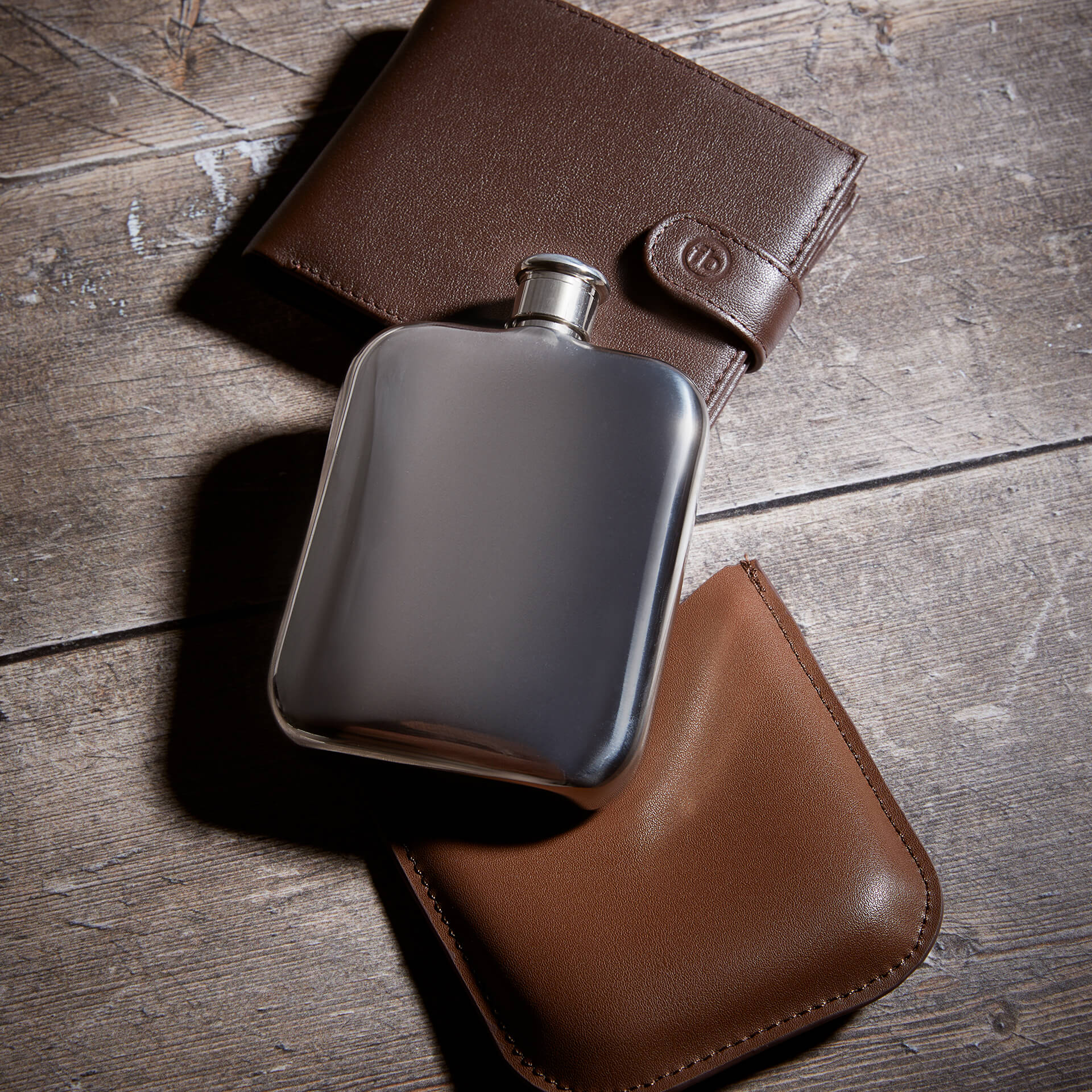 Hip Flask with Leather Sleeve