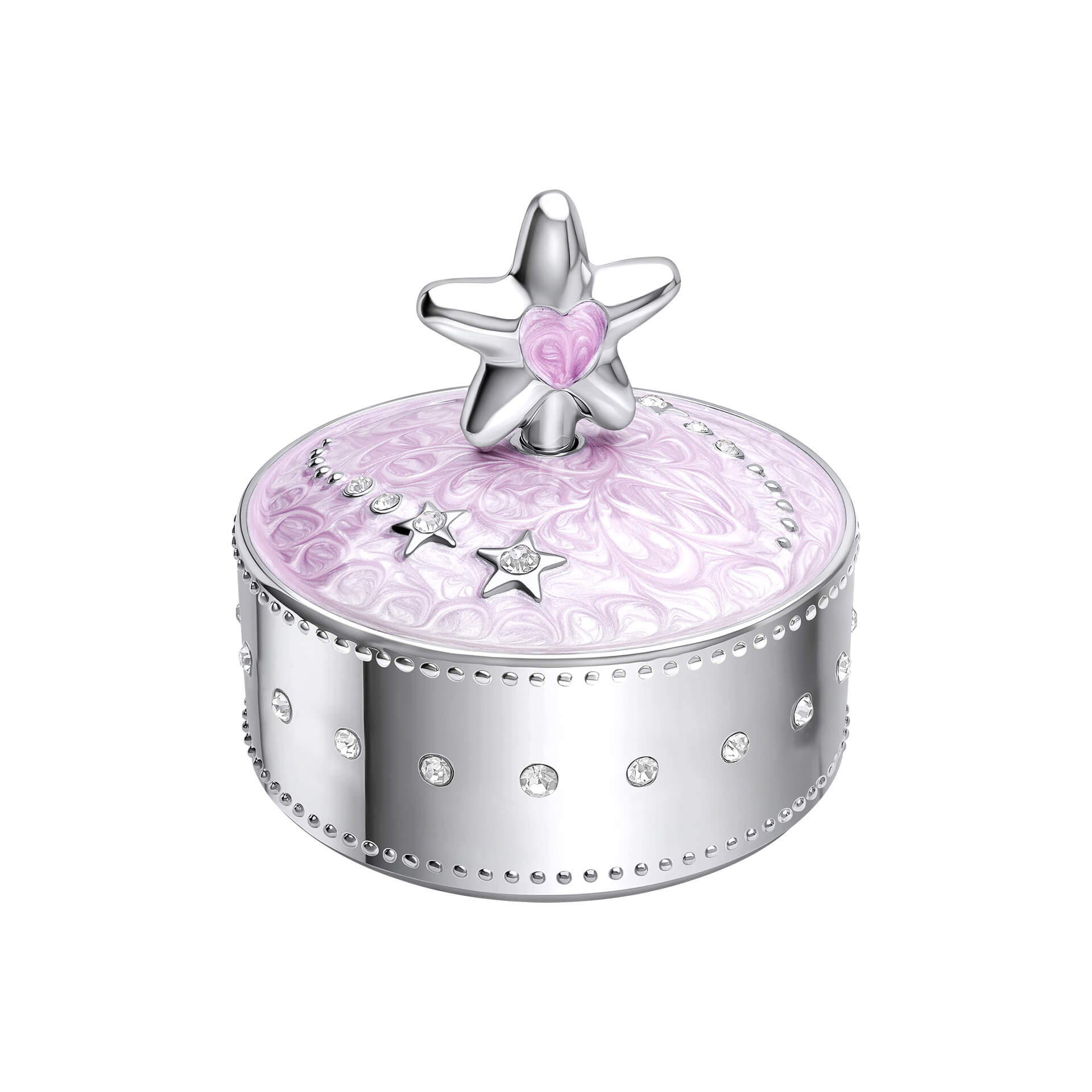 Pink Star Music Trinket Box with Crystal