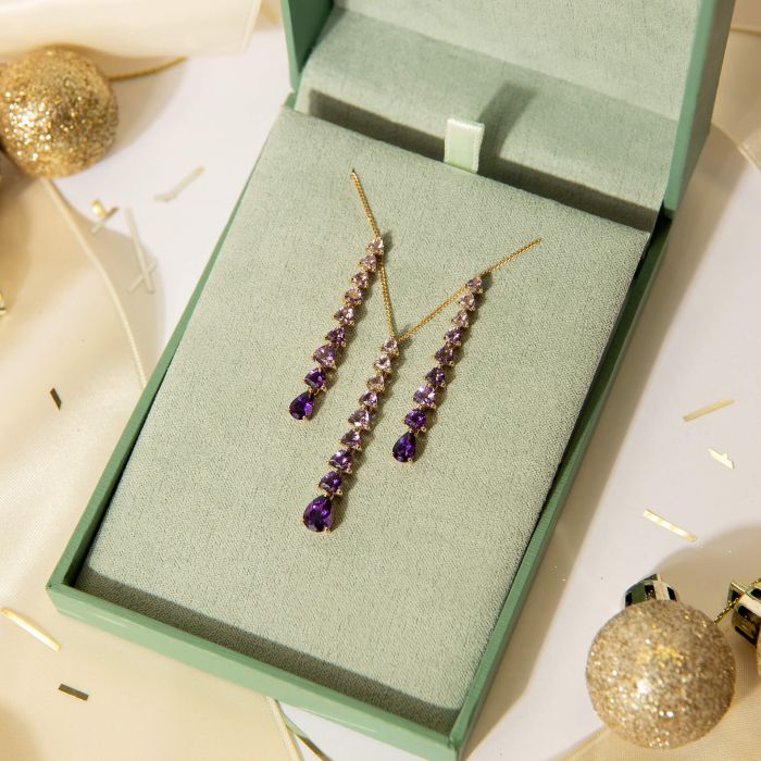 Trillion and Pear Amethyst Set