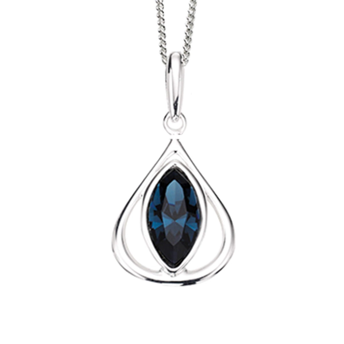 Open Teardrop Pendant With Montana Blue Crystal
