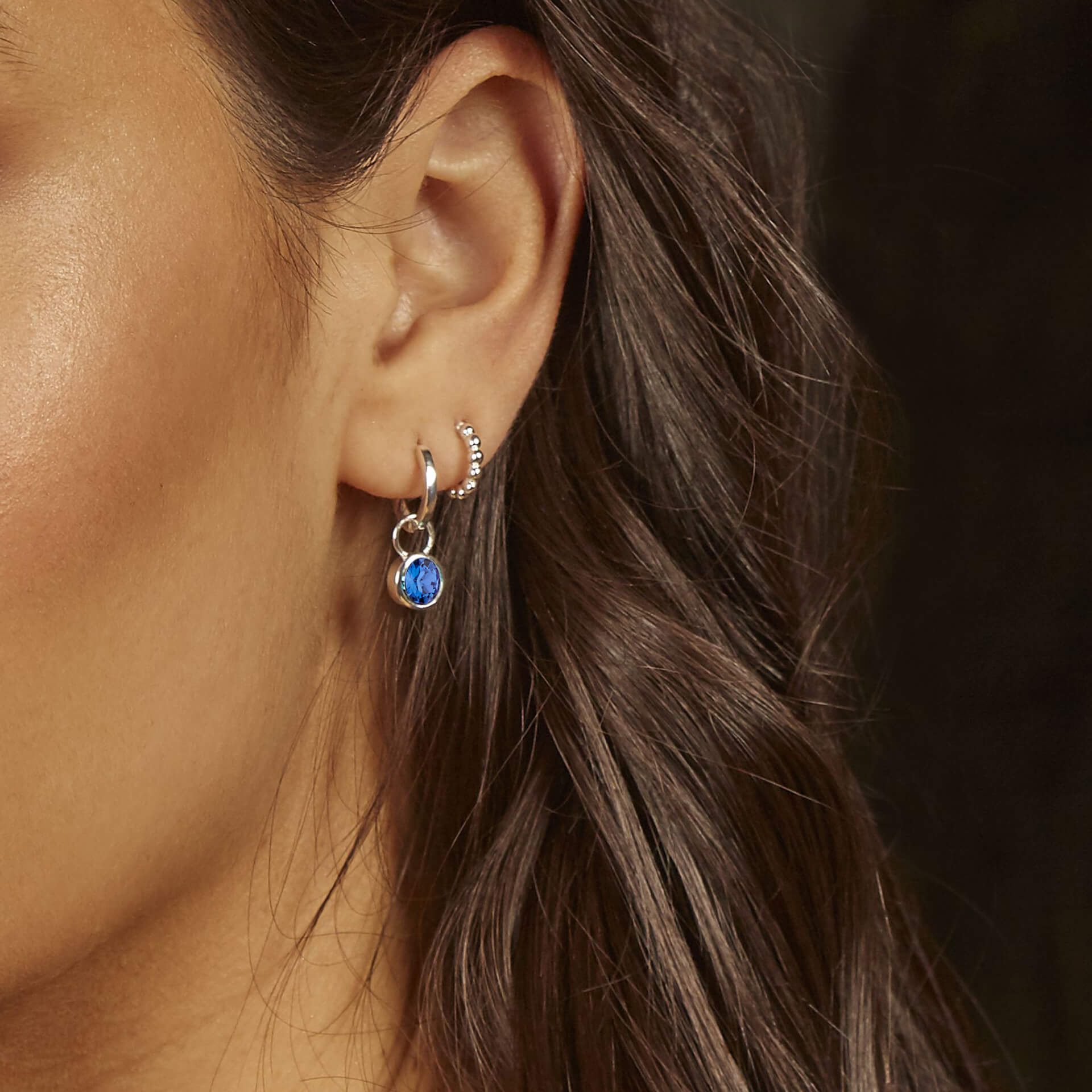 Crystal Birthstone Hoop Earring Charms