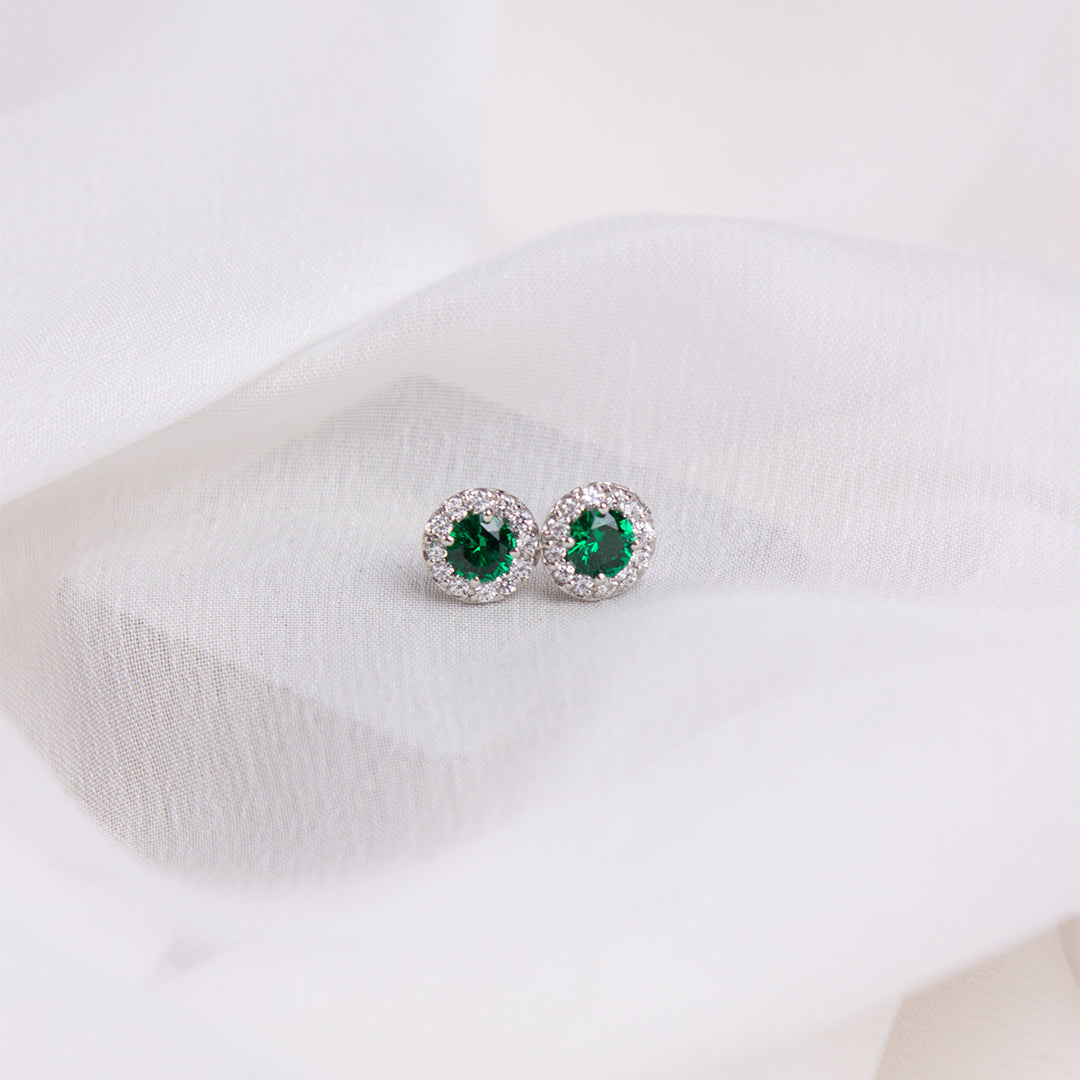 Round Colour Pave Stud Earrings