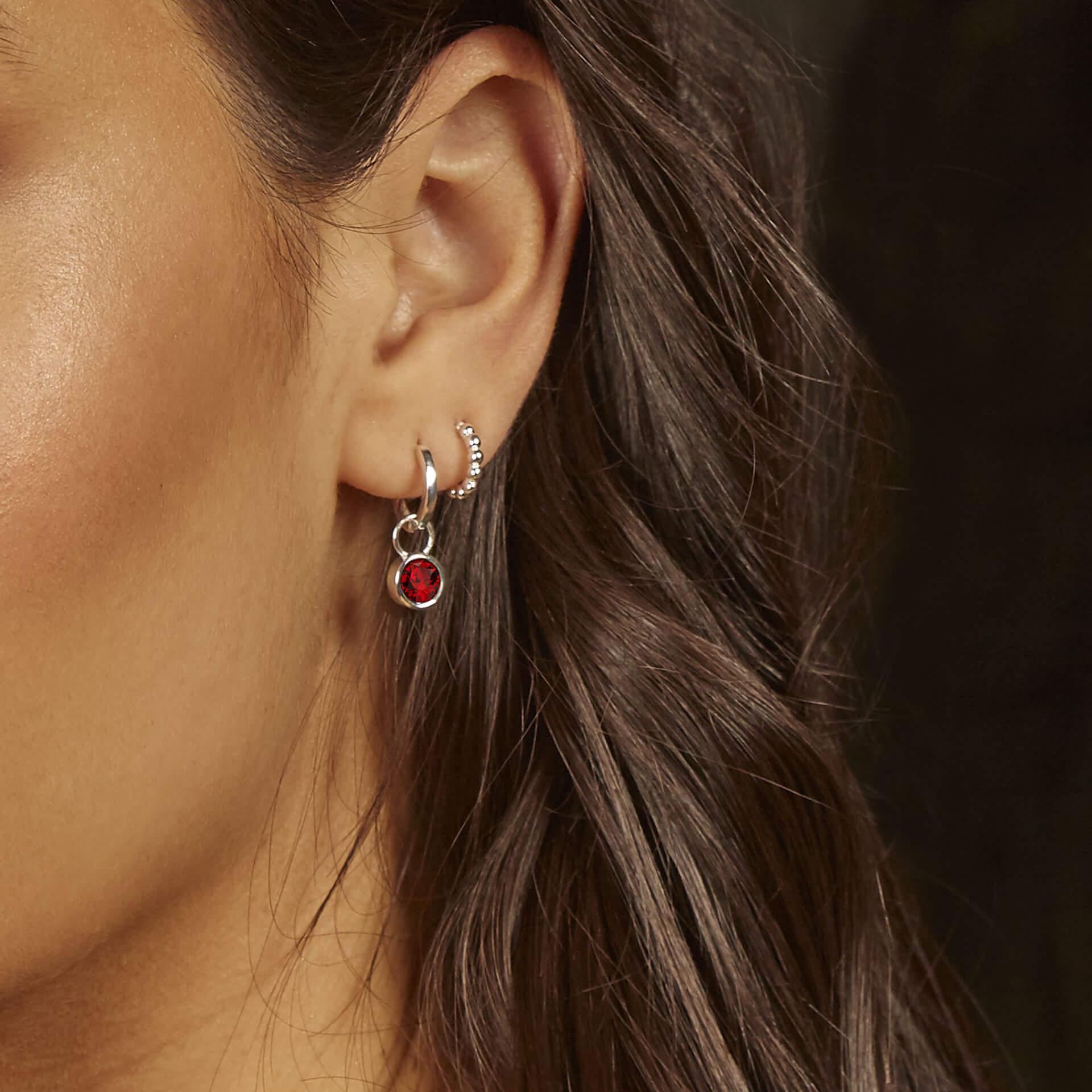 Crystal Birthstone Hoop Earring Charms
