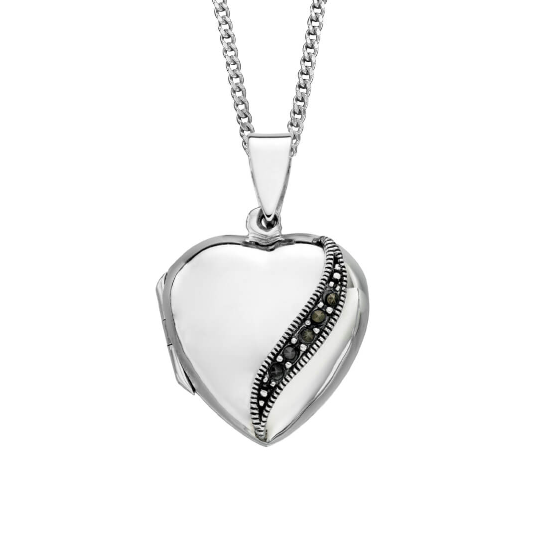 Marcasite Heart Locket Pendant