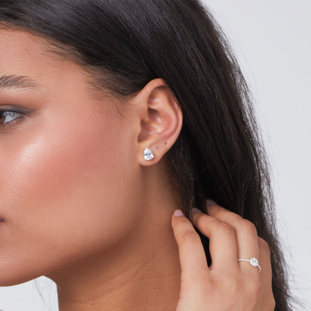 Teardrop Cubic Zirconia Stud Earrings