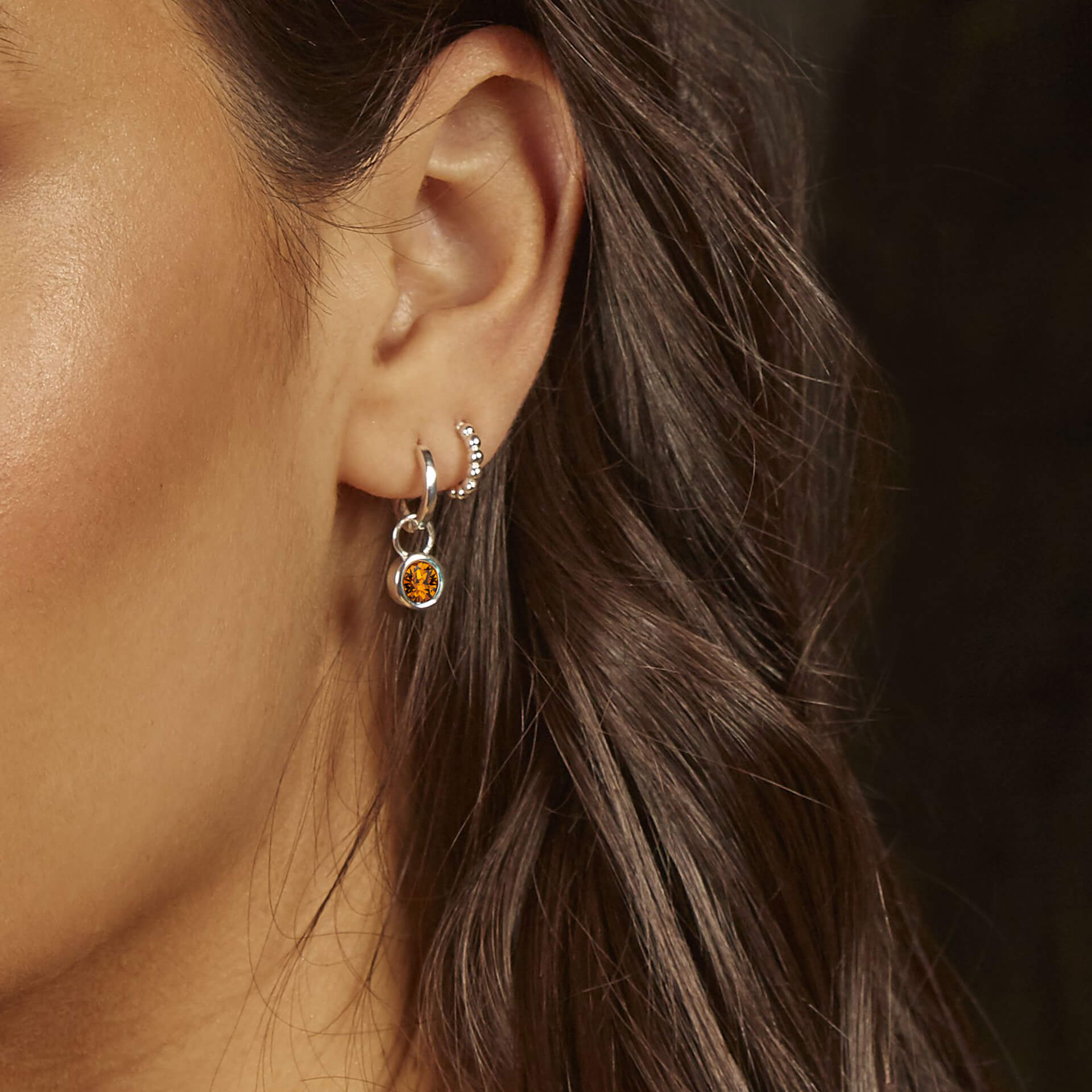 Crystal Birthstone Hoop Earring Charms