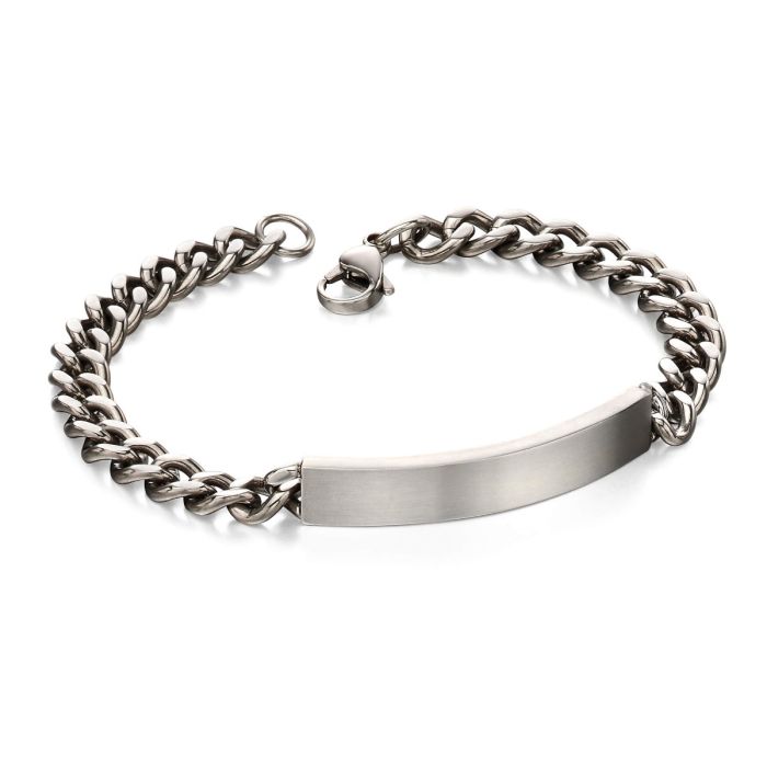 Brushed Stainless Steel ID Bar Bracelet