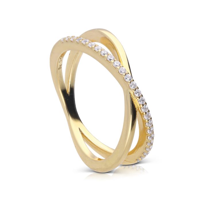 Pave Set Crossover Ring