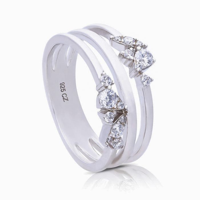 Triple Layered Multi Stone Ring