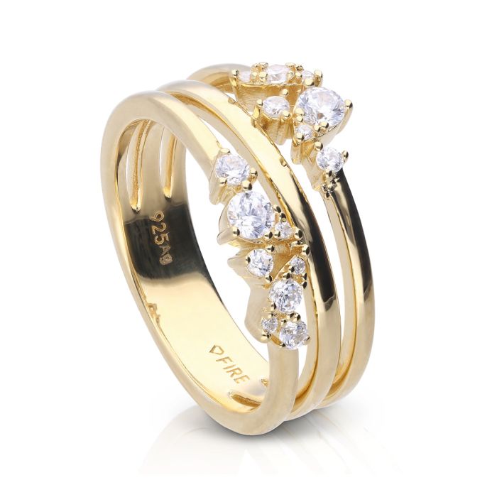 Triple Layered Multi Stone Ring