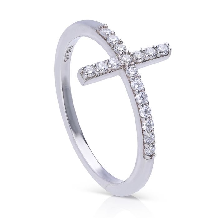 Pave Set Cross Ring