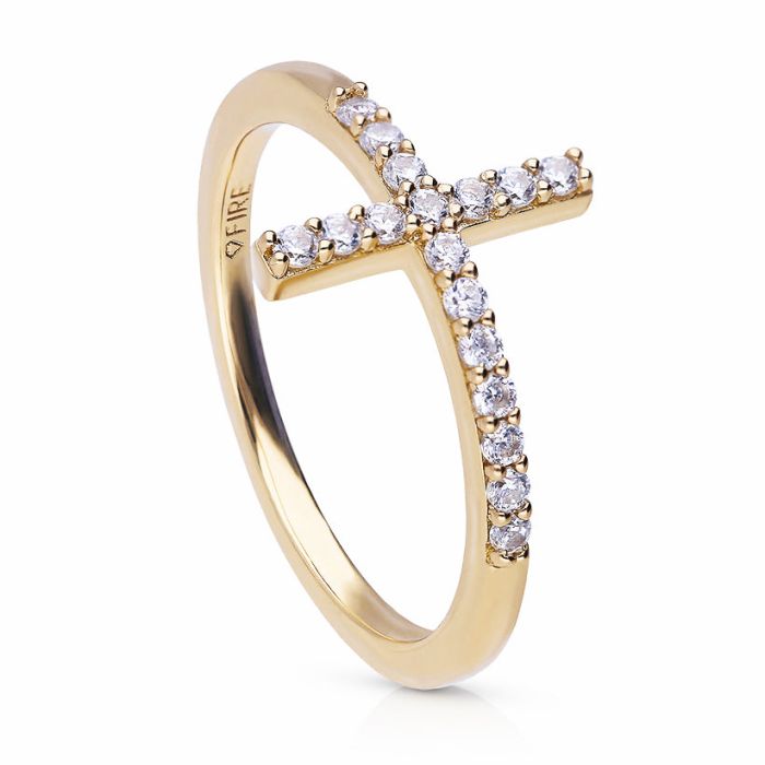 Pave Set Cross Ring