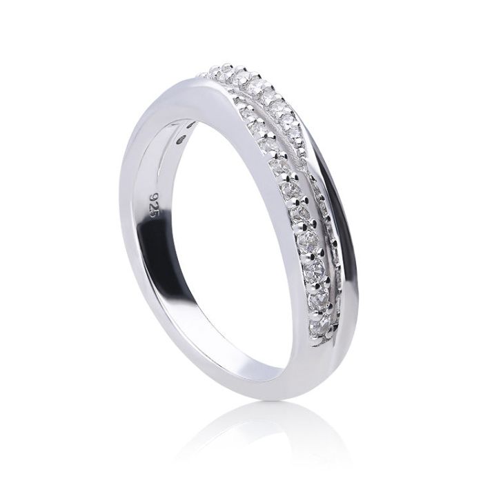 Pave Set Double Wave Ring