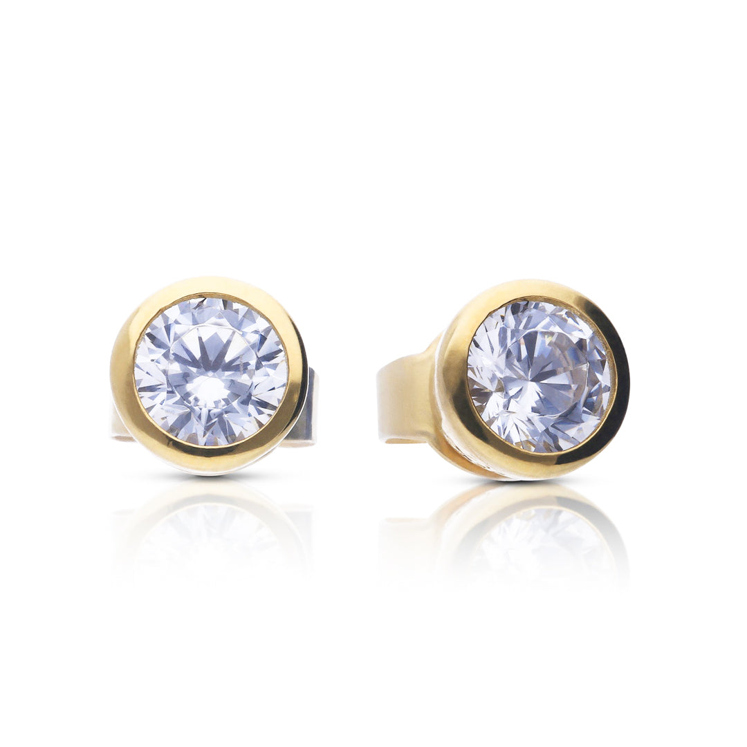 Bezel Set Solitaire Stud Earrings