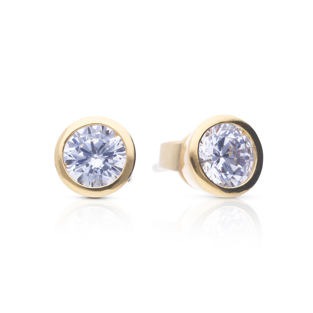Bezel Set Solitaire Stud Earrings