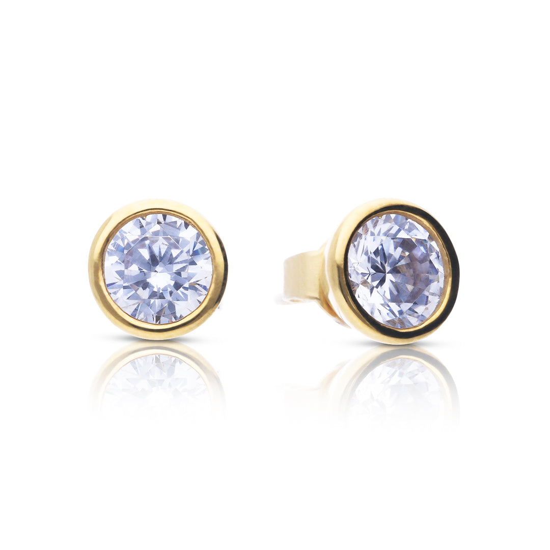 Bezel Set Solitaire Stud Earrings