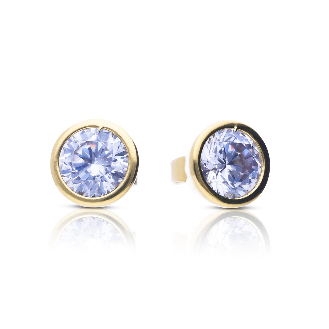 Bezel Set Solitaire Stud Earrings