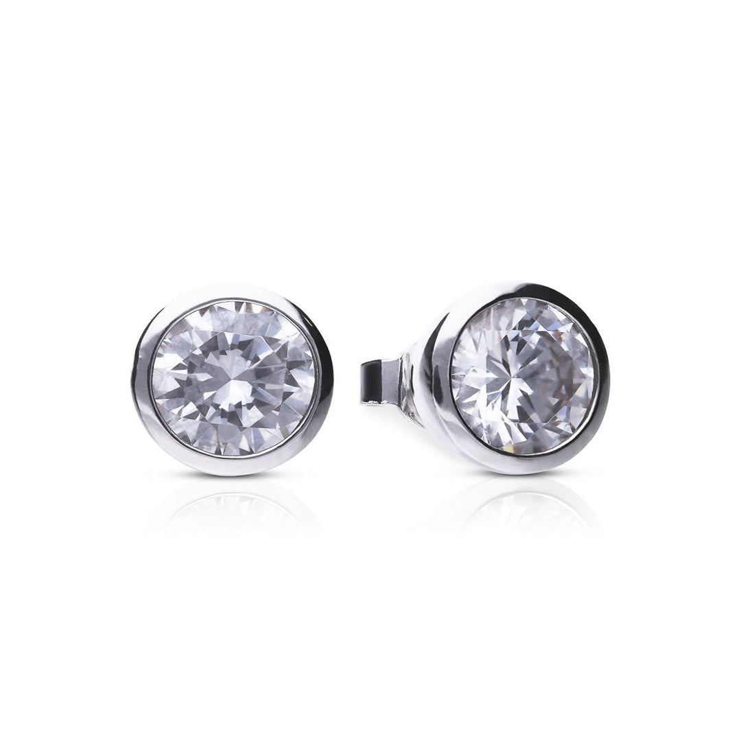 Bezel Set Solitaire Stud Earrings