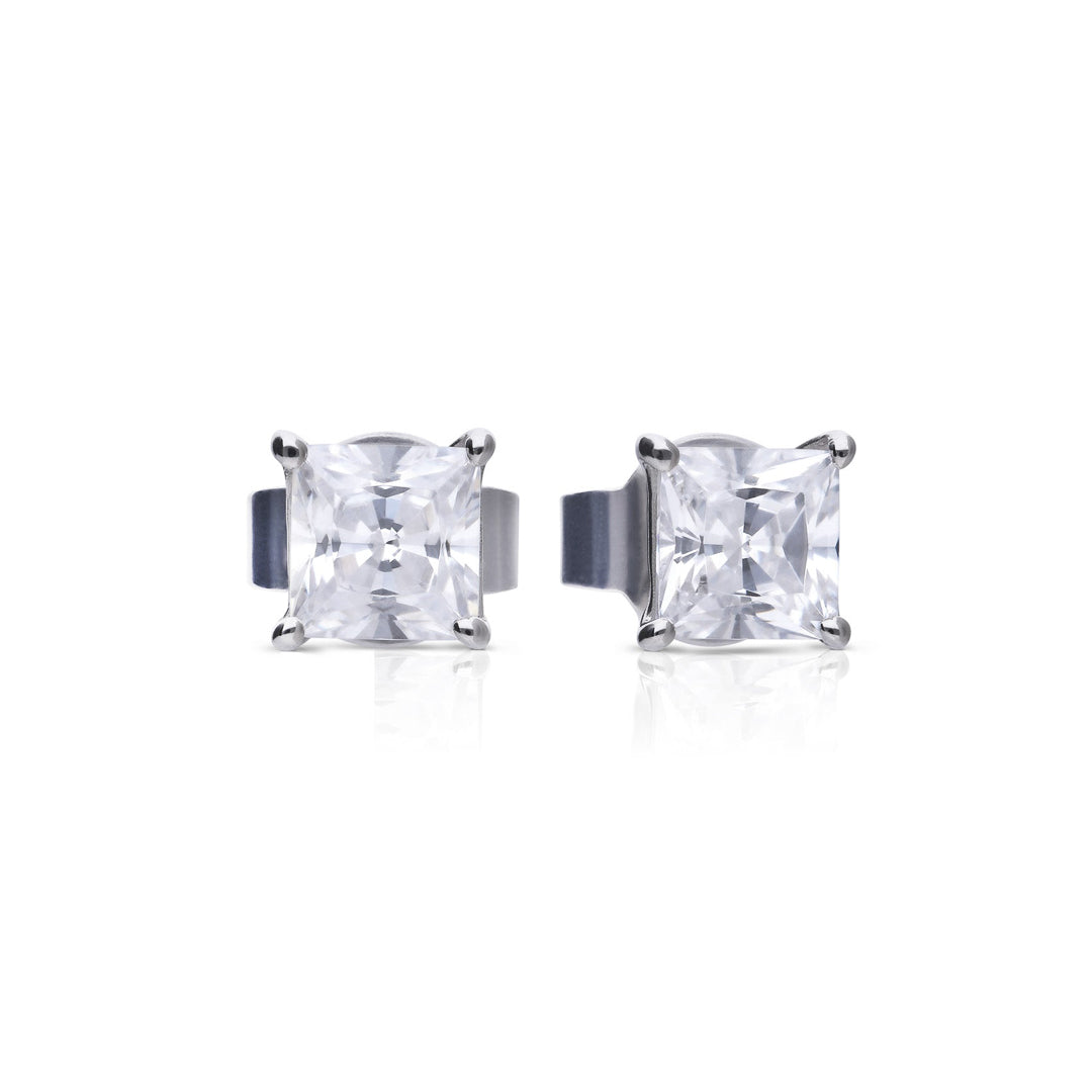 Princess Cut Zirconia Stud Earrings