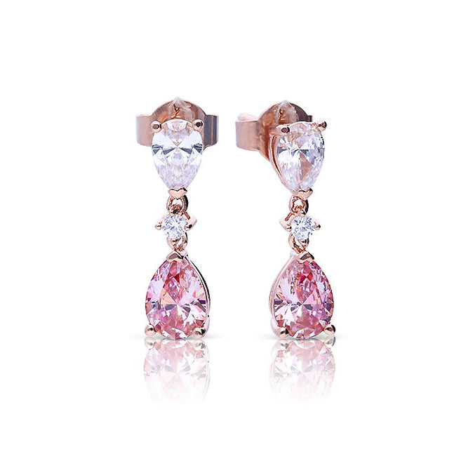 Pink and White Zirconia Earrings