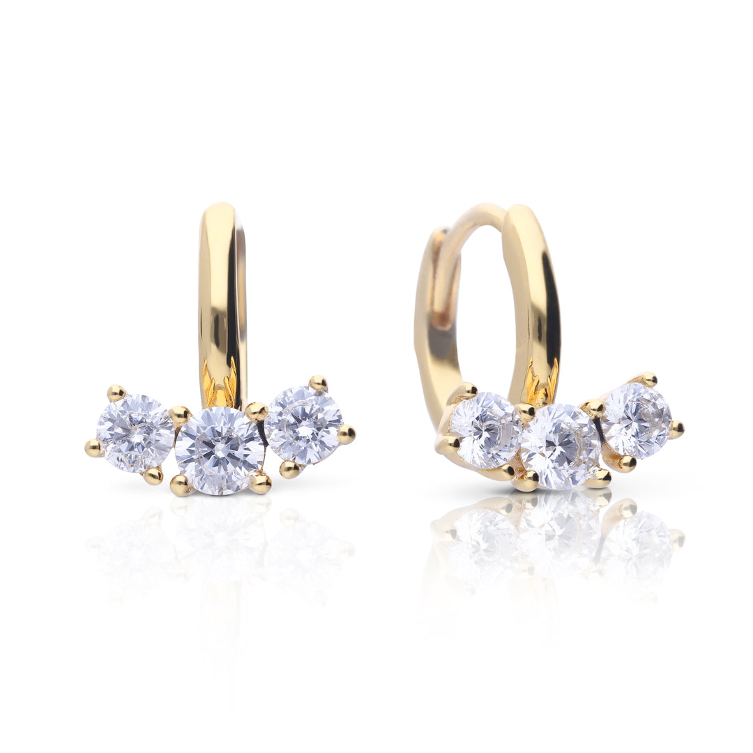 Trilogy Zirconia Hoop Earrings
