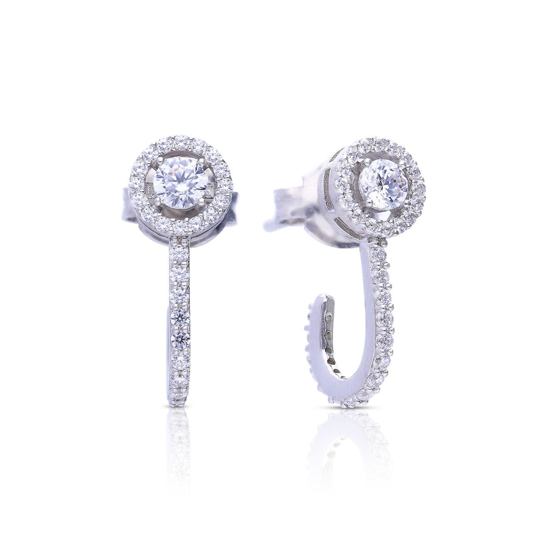 Pave Half Hoop Stud Earrings