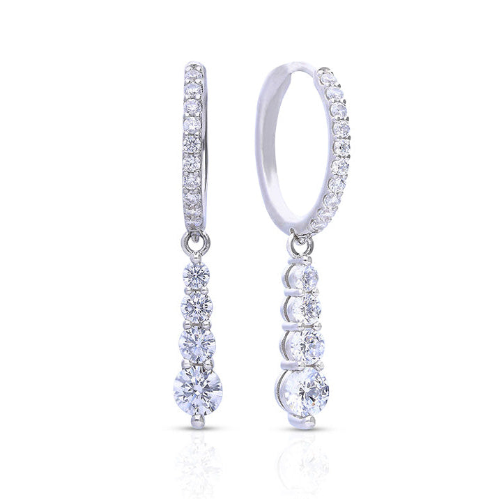 Graduating Stones Drop Hoop Earrings