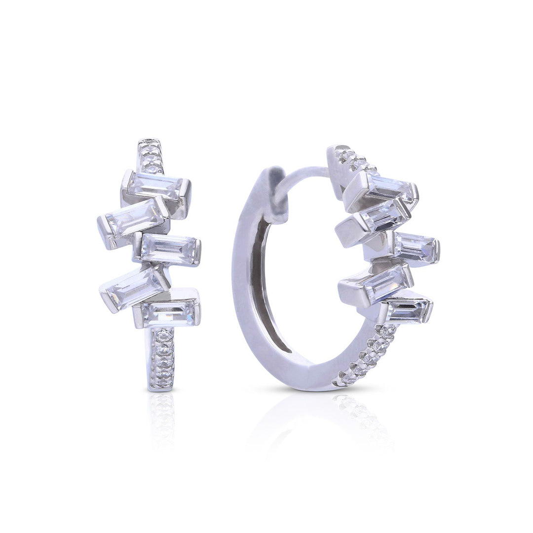 Baguette Zirconia Hoop Earrings