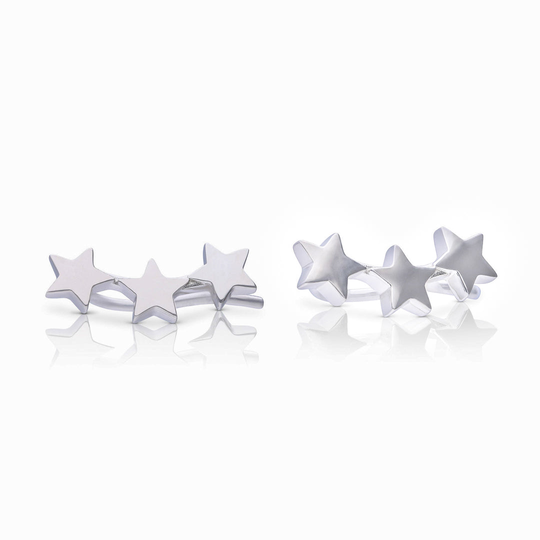 Plain Triple Star Crawler Earrings