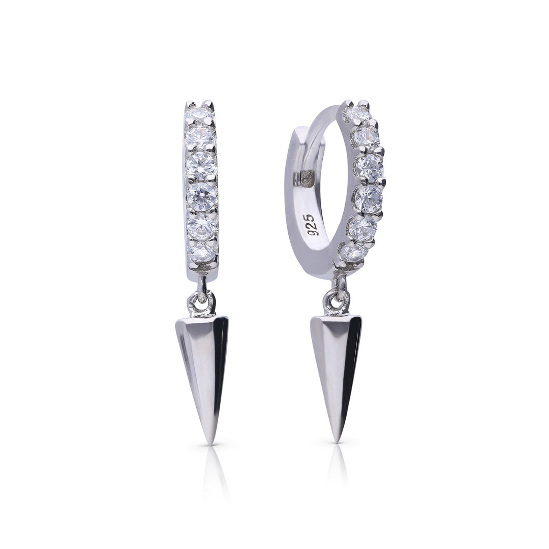 Pave Hoop Earrings with Spike Charm