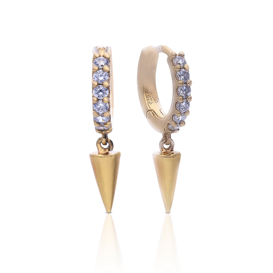 Pave Hoop Earrings with Spike Charm