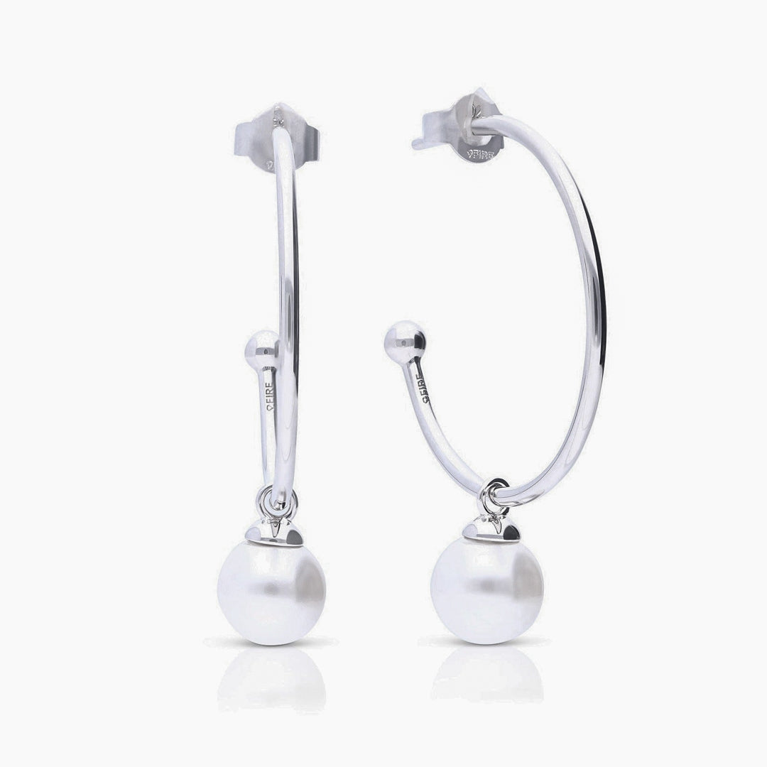 3/4 Hoop Earrings with Shell Pearl Charm