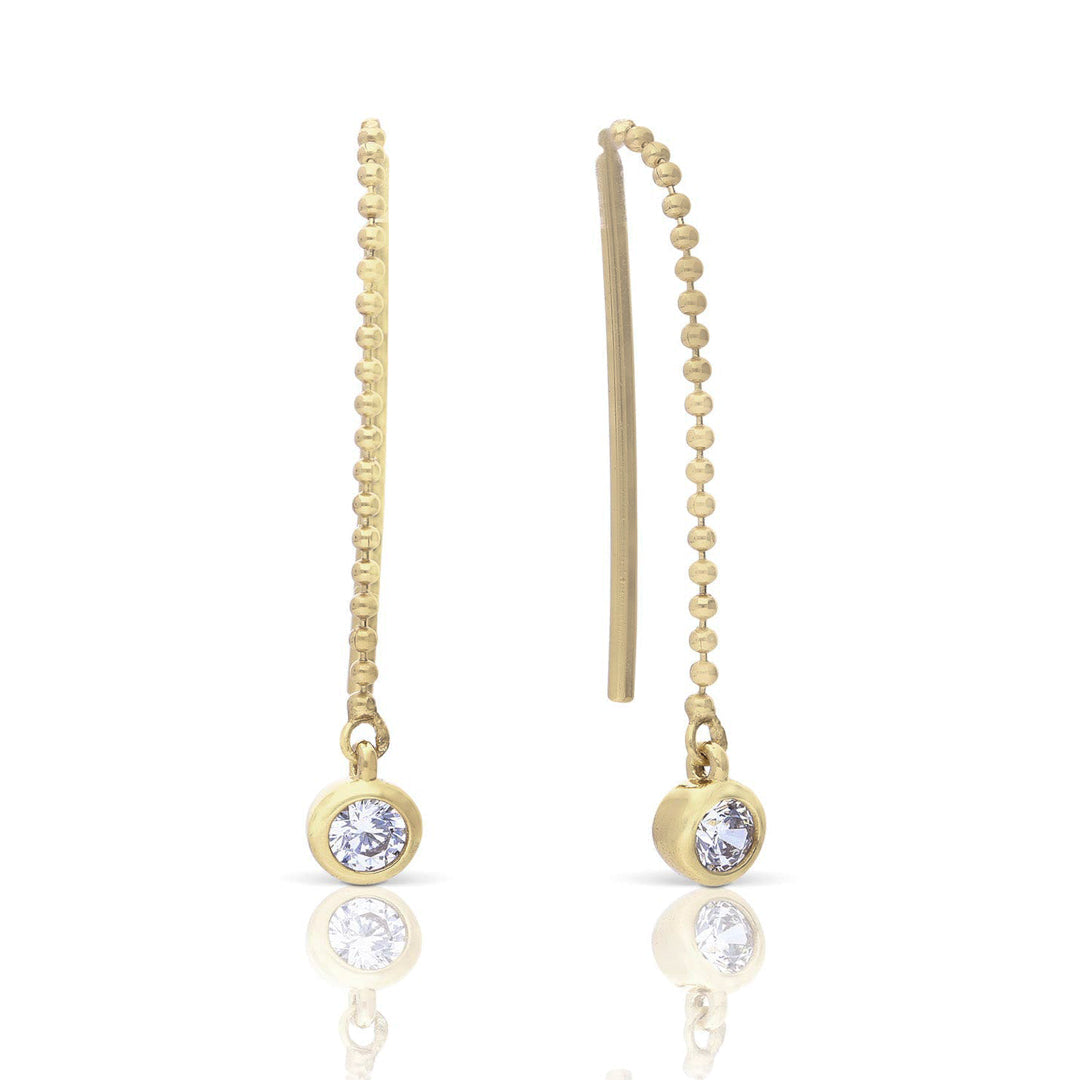 Bezel Set Ball Chain Pull Through Earrings