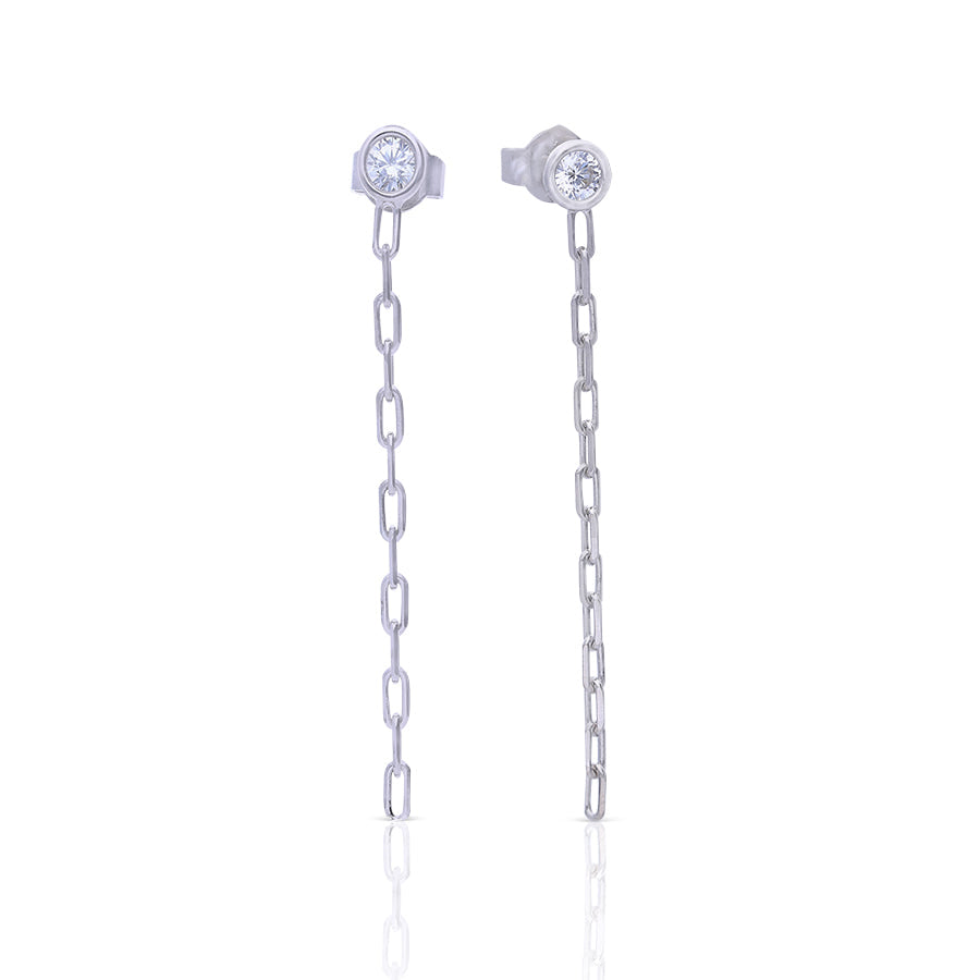 Stud Earrings with Chain Drop