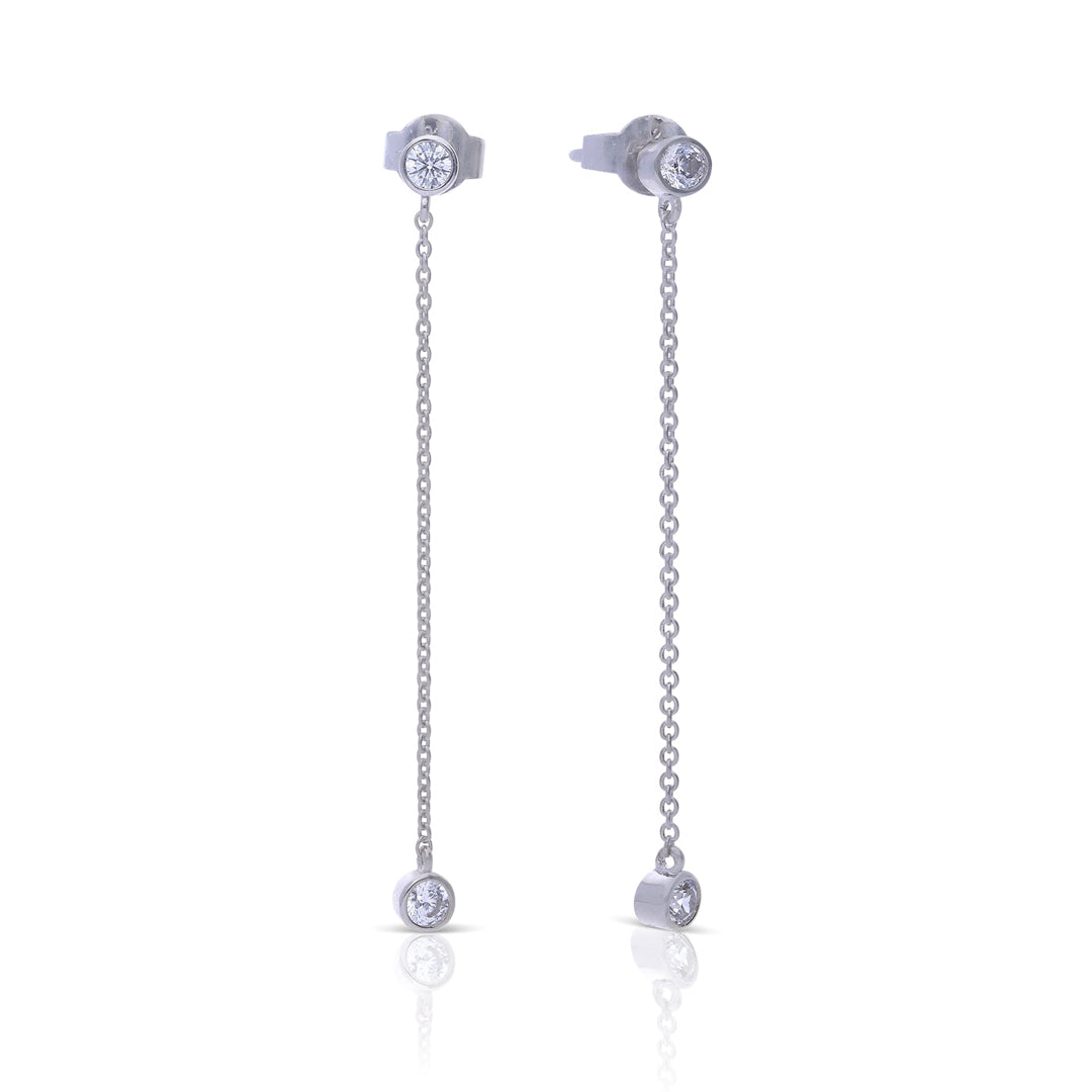 Bezel Set Chain Drop Earrings