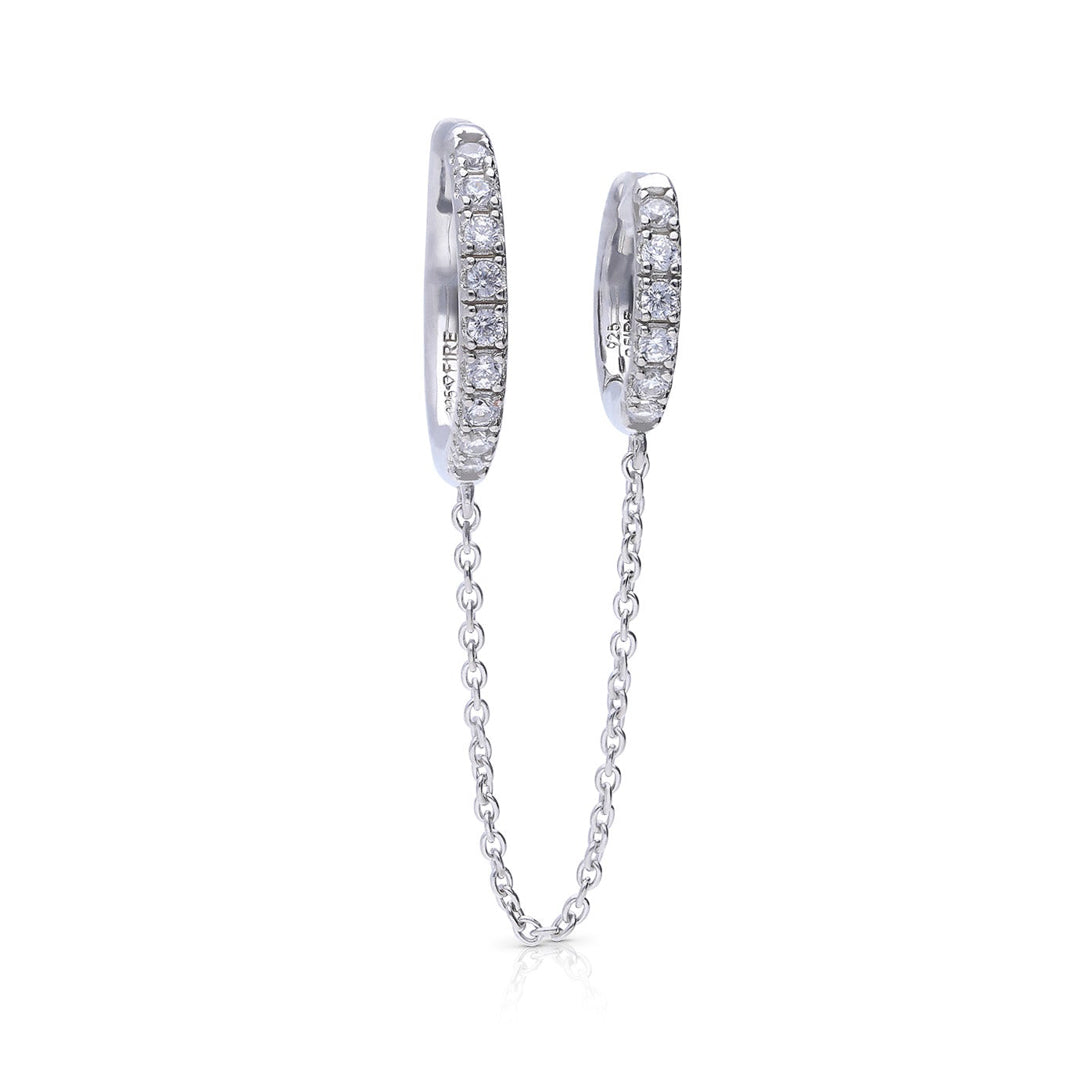 Double Hoop Earring with Chain Connector